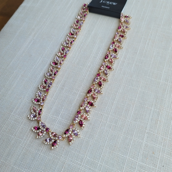 New! J.Crew Red Ruby Ted Crystal leaves statement necklace NWT - Picture 4 of 8